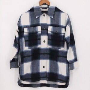 Banana Republic Plaid Shirt Coat‎ Flannel Utility Oversized Cabin Core Cozy XXSP